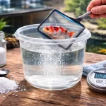 Goldfish treatment in saltwater bath
